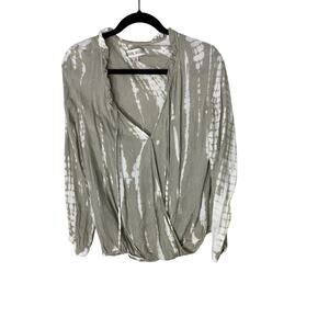 Knox Rose Medium Tie Dye Bohemian Gypsy Earthy Wrap Long Sleeve Blouse